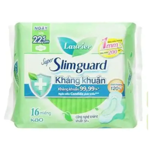 Laurier Super Slimguard 1Mm 22,5Cm Kháng Khuẩn ( 16 Miếng*1 gói )