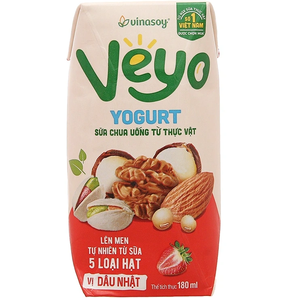 Veyo Sữa Hạt Lên Men Tự Nhiên Vị Dâu Nhật (180ML * 24 Chai)