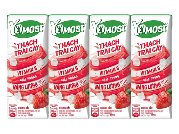 Sữa Chua Uống Lên Men Tự Nhiên Yomost Thạch Trái Cây (180Ml*48 Hộp)