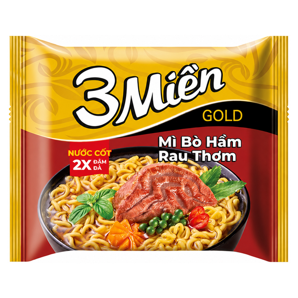 Mì 3 Miền Gold Bò Hầm Rau Thơm (75G*30 Gói)