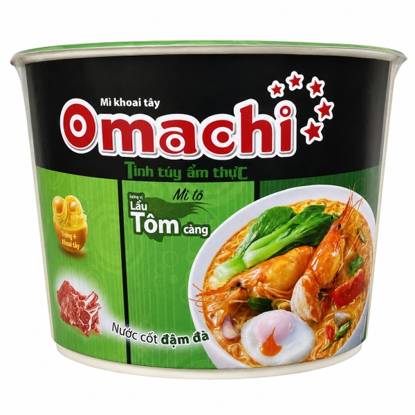 Mì Dinh Dưỡng Khoai Tây Omachi Hương Vị Lẩu Tôm Càng (92G*18 Tô)