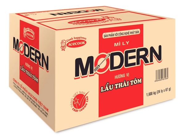 Mì Ly Modern Hương Vị Lẩu Thái Tôm (67G*24Ly)