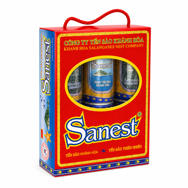 Nước Yến Sào Khánh Hòa Sanest Hộp 6 Lon T 190ml Mới - Đỏ