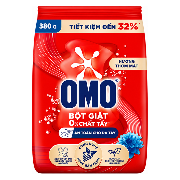 OMO Bột Giặt Đỏ Hương Thơm Mát (380G * 36 Gói)