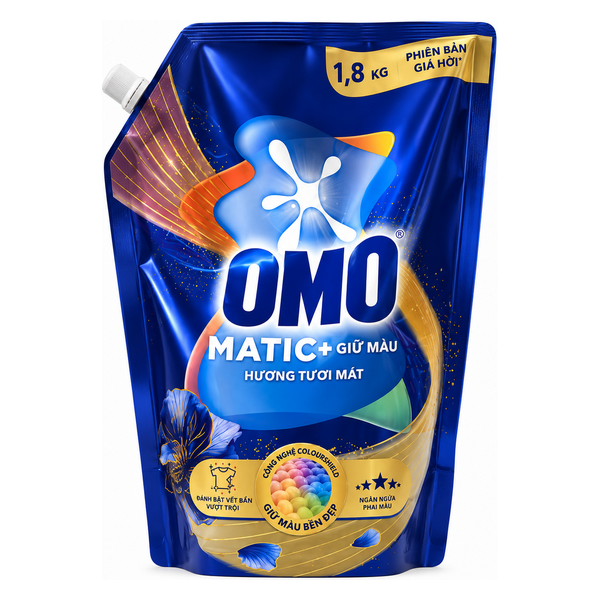 OMO Nước Giặt Máy Giặt Cửa Trên Giữ Màu (1.8KG * 4 Túi)