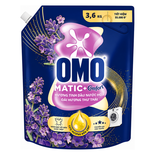 OMO Nước Giặt Máy Giặt Cửa Trước Hương Hoa Oải Hương Thư Thái (3.6KG * 4 Túi)
