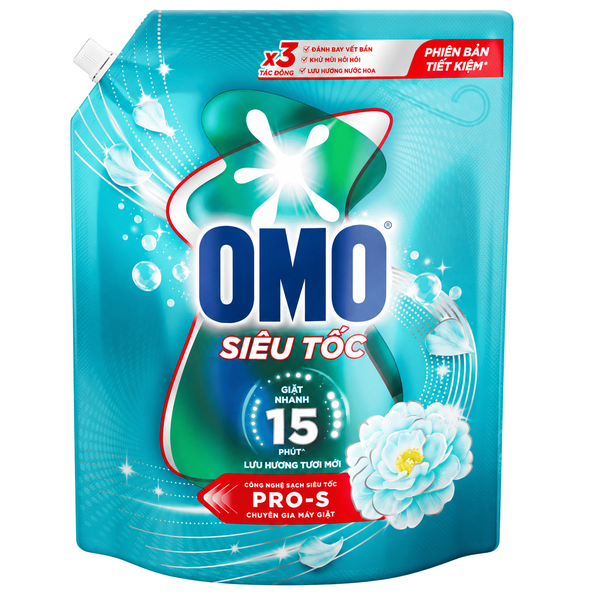 OMO Nước Giặt Siêu Tốc Lưu Hương Tươi Mới (3.4KG * 4 Túi)