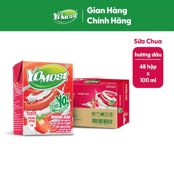 Sữa Chua Lên Men Yomost Dâu (100Ml*48 Hộp)