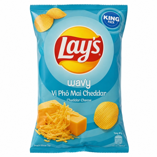 Snack Lay's Wavy Vị Phô Mai Cheddar (28G * 160 Gói)