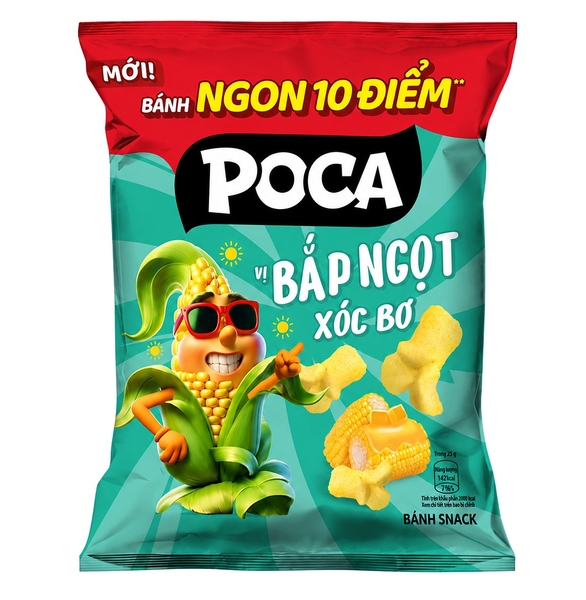 Snack Poca Vị Bắp Ngọt Xóc Bơ (60G * 70 Gói)