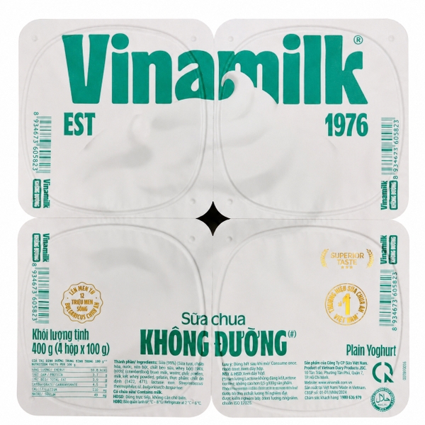 Sữa Chua Ăn Vinamilk Không Đường (100G * 48 Hộp)