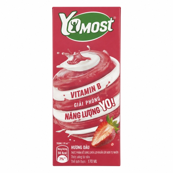 Sữa Chua Uống Lên Men Tự Nhiên Yomost Hương Dâu (170Ml*48 Hộp)