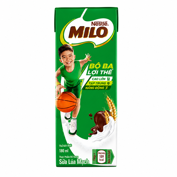 Sữa lúa mạch NESTLÉ MILO ống hút 4 chiều (180ML*48 hộp)