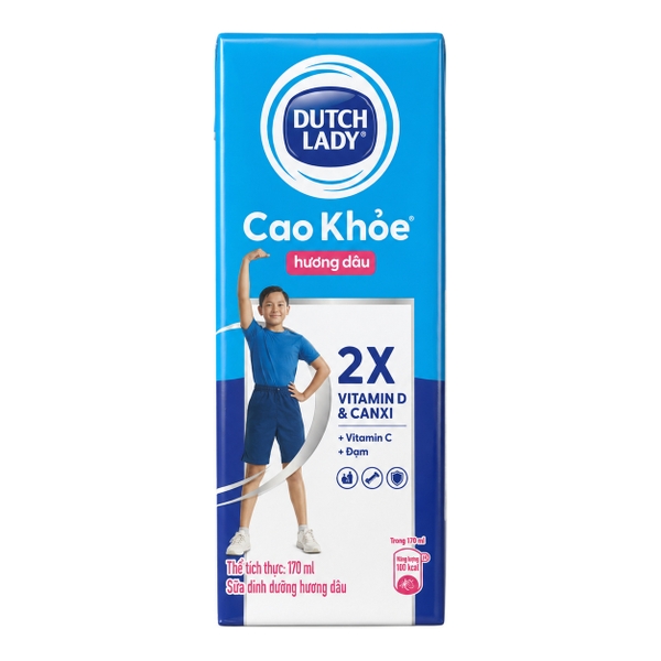 Sữa Tiệt Trùng Cao Khỏe Hương Dâu Dutch Lady (170ML * 48 Hộp)