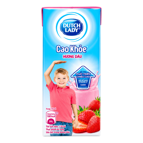 Sữa Tiệt Trùng Dutch Lady Cao Khỏe Hương Dâu (170Ml*48 Hộp)