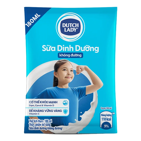 Sữa Tiệt Trùng Dutch Lady Không Đường Dạng Bịch (220Ml*48 Bịch)