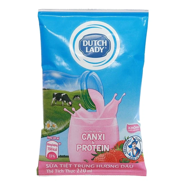 Sữa Tiệt Trùng Dutch Lady Vị Dâu Bịch (220Ml*48 Bịch)
