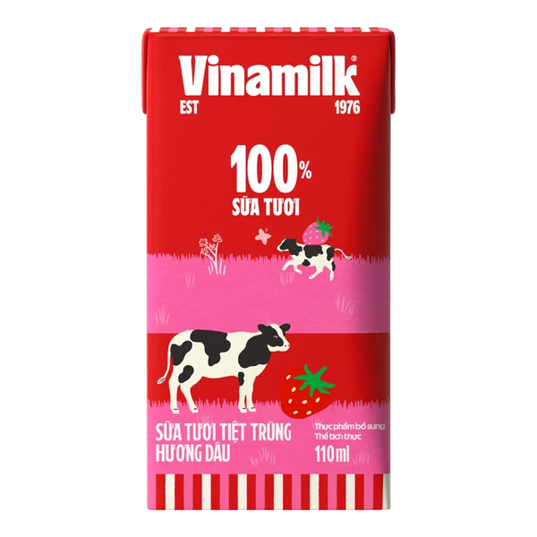Sữa Tươi Tiệt Trùng Hương Dâu Vinamilk  (110Ml* 48 hộp)