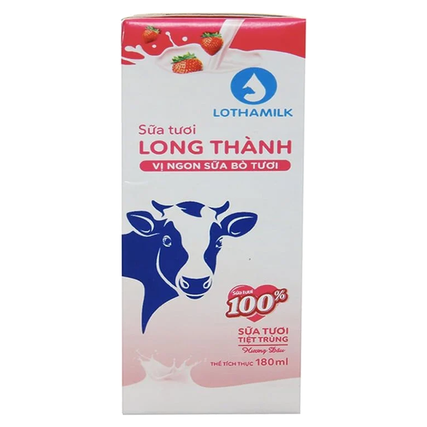 Sữa Uống Lên Men Lothamilk Hương Dâu Tiệt Trùng (180ML * 48 Hộp)