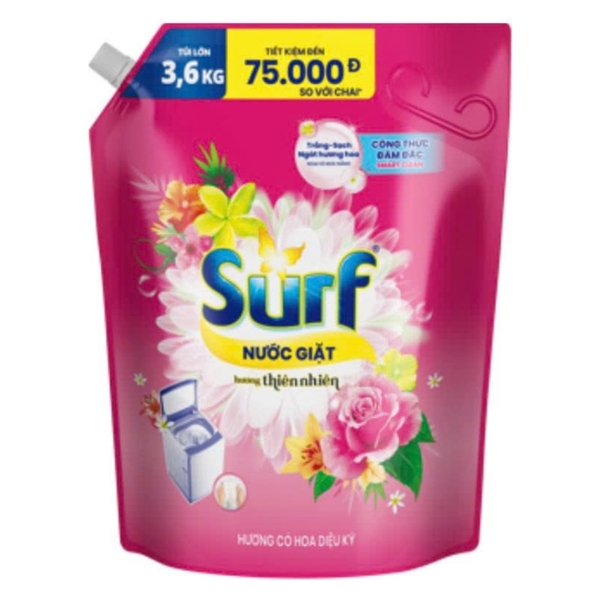 SURF Nước Giặt Hương Hoa Hồng Pháp Và Nhài Tây(2.9Kg * 4 túi)