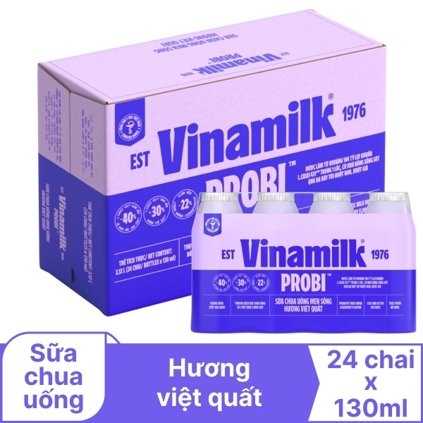 Sữa Chua Uống Vinamilk Probi Hương Việt Quất (130ML*24 Chai)