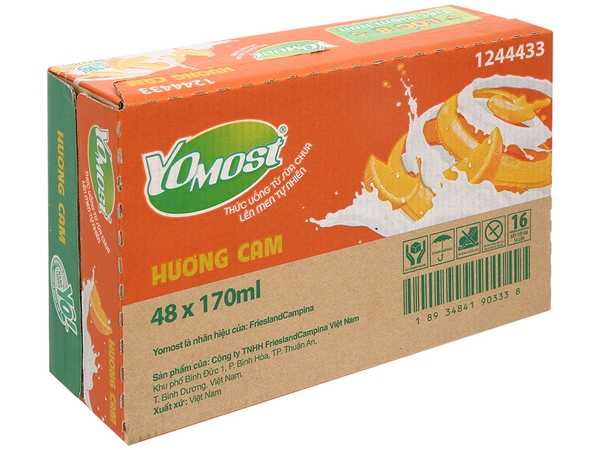 Sữa Chua Lên Men Thanh Trùng Yomost Cam (170ML*48 Chai)
