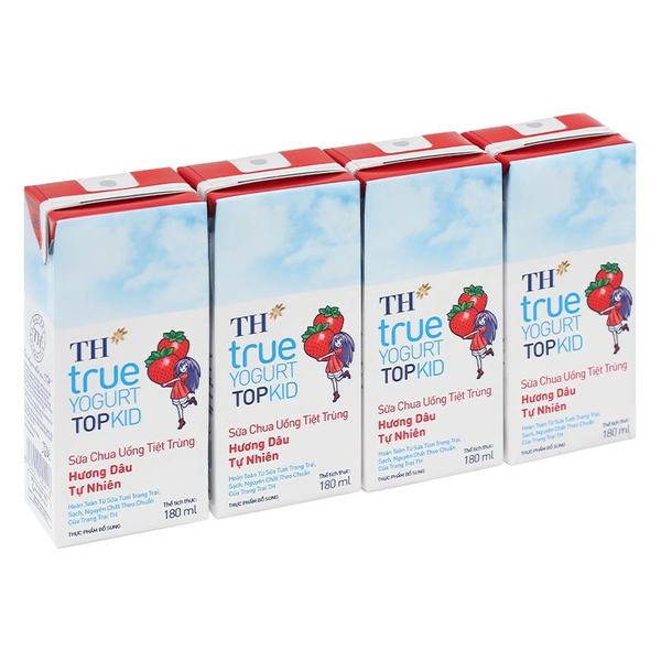 Sữa Chua Uống Tiệt Trùng Dâu Topkid (180ML*48 Hộp)