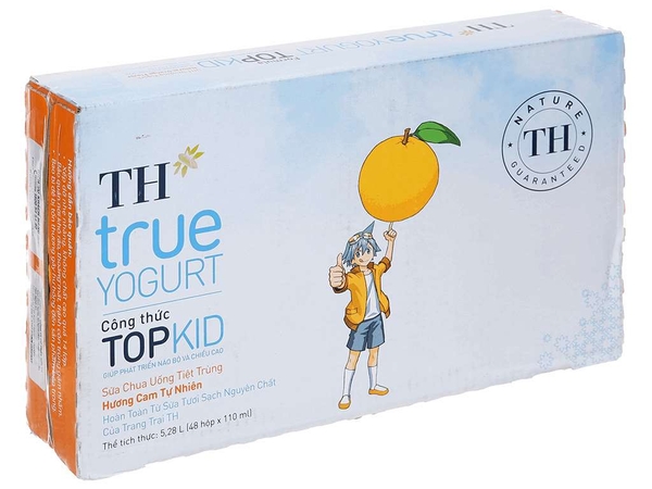 Sữa Chua Uống Tiệt Trùng Topkid Cam (110ML*48 Hộp)