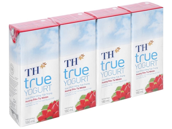 Sữa Chua Uống Tiệt Trùng Hương Dâu TH True Yogurt (180ML*48 hộp)