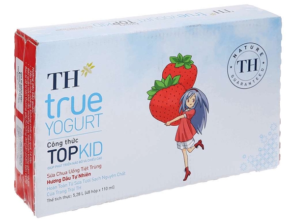 Sữa Chua Uống Tiệt Trùng Topkid Dâu (110ML*48 Hộp)