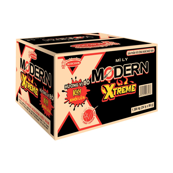 Mì Ly Modern Xtreme Hương Vị Bò Kay Khói Lửa (66G*24 Ly)