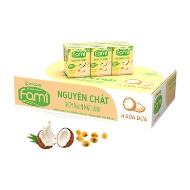 Sữa Đậu Nành Fami Nguyên Chất Vị Sữa Dừa (200ML * 36 Hộp)