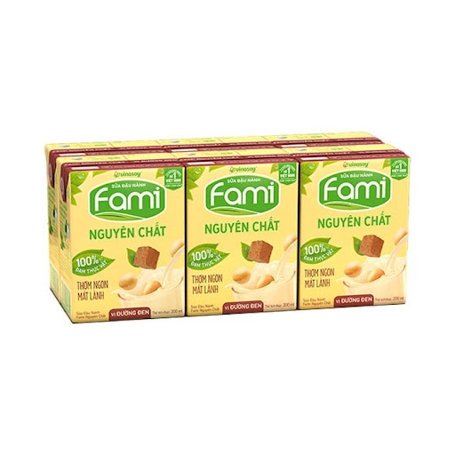 Sữa Đậu Nành Fami Nguyên Chất Vị Đường Đen (200ML * 36Hộp)