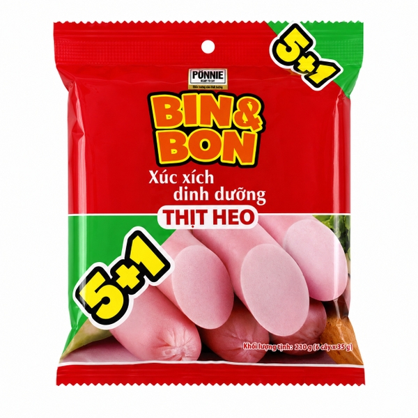 Xúc Xích Dinh Dưỡng Bin & Bon Thịt Heo (210G*20 Gói)