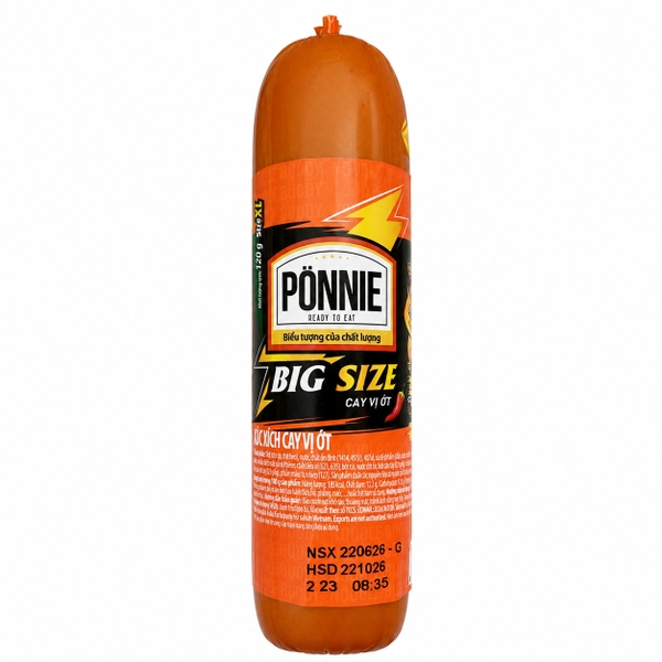Xúc Xích Tiệt Trùng Ponnie Cay Vị Ớt (120G*48 Cây)