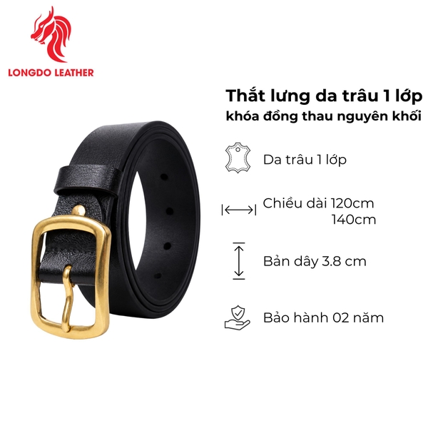 Dây thắt lưng nam cao cấp bản 3.8cm khóa đồng đúc nguyên khối - TL30