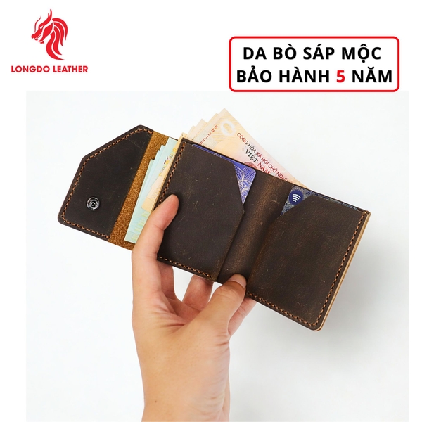 Ví da nam đứng cao cấp ngăn đựng tiền thuận tiện, đường chỉ may chắn chắn