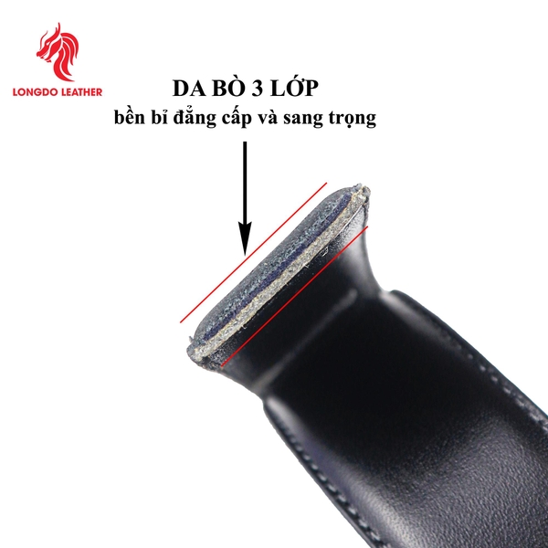 Dây thắt lưng da bò khóa tự động bản 3.5cm thương hiệu Longdo Leather
