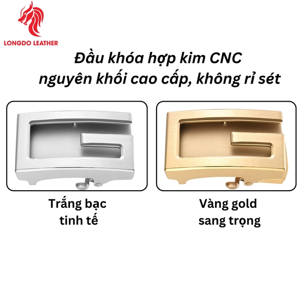Thắt lưng da bò khóa tự động bản 3.5cm thương hiệu Longdo Leather - TL18