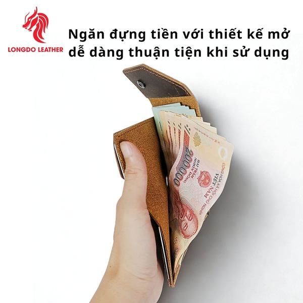 Ví da nam đứng cao cấp ngăn đựng tiền thuận tiện, đường chỉ may chắn chắn