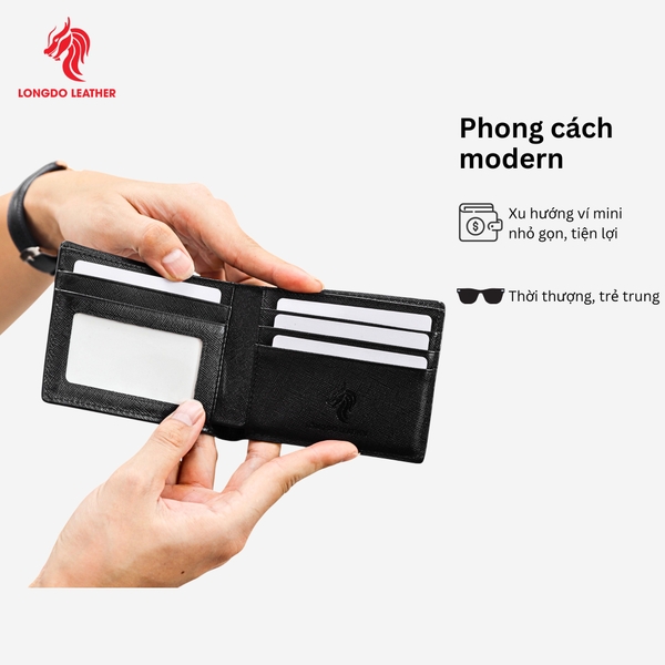 Ví ngang da bò safiano cao cấp thương hiệu Longdo Leather - B02