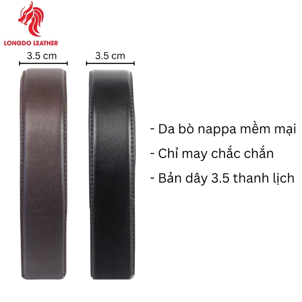 Thắt lưng da bò khóa tự động bản 3.5cm thương hiệu Longdo Leather - TL18