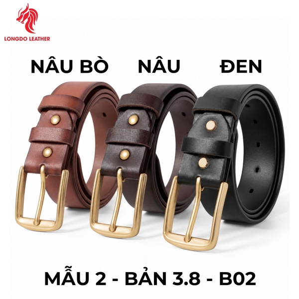 Dây nịt da bò mềm mại, thiết kế sang trọng khóa đồng thau cao cấpTL38_B02