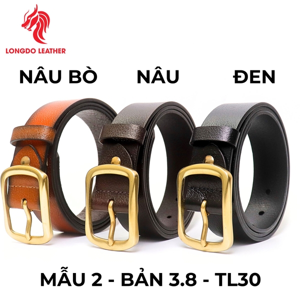 Dây thắt lưng nam cao cấp bản 3.8cm khóa đồng đúc nguyên khối - TL30