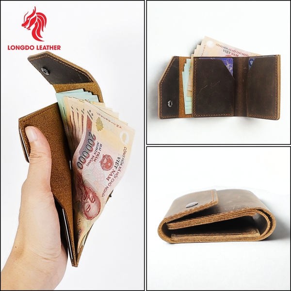 Ví da nam đứng cao cấp ngăn đựng tiền thuận tiện, đường chỉ may chắn chắn