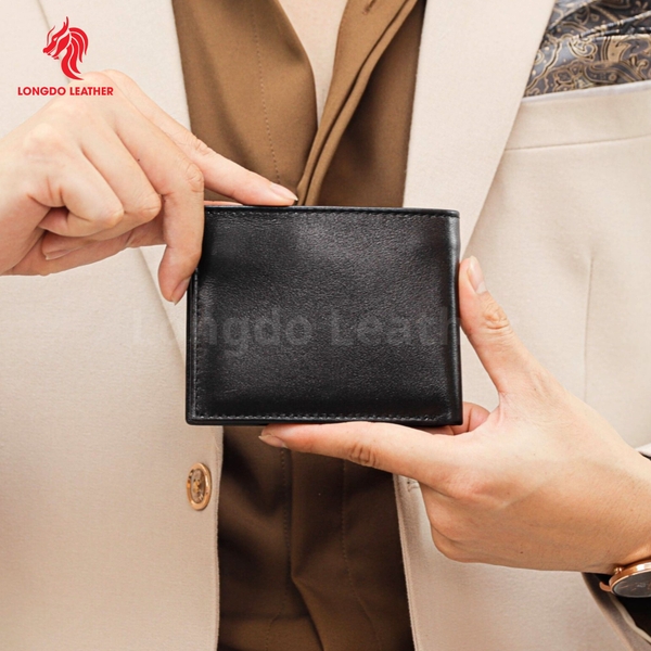 Ví da nam cao cấp dáng ngang có khóa kéo bảo hành 05 năm thương hiệu Longdo Leather