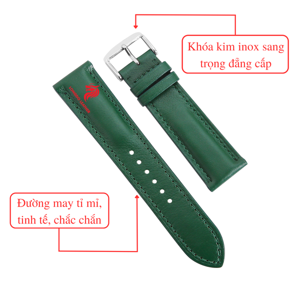 Dây da đồng hồ da thật size 12/16/18/20/22/24 thương hiệu Longdo Leather - NAPPA