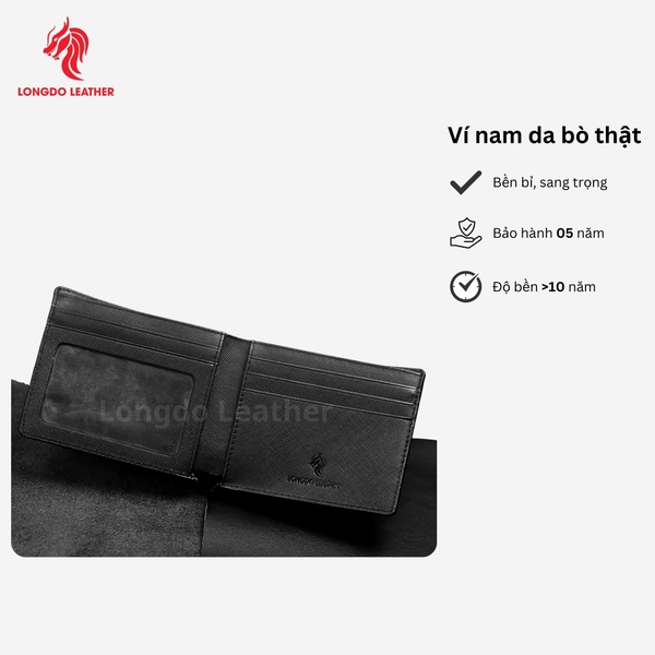 Ví ngang da bò safiano cao cấp thương hiệu Longdo Leather - B02