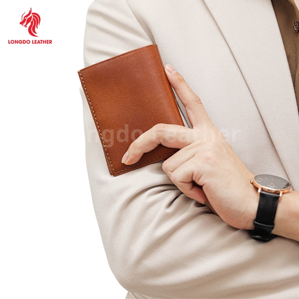 Ví da bò nam cao cấp dáng đứng phong cách sang trọng, bảo hành 5 năm thương hiệu Longdo Leather