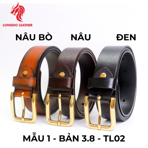 Dây thắt lưng nam cao cấp bản 3.8cm khóa đồng đúc nguyên khối - TL30